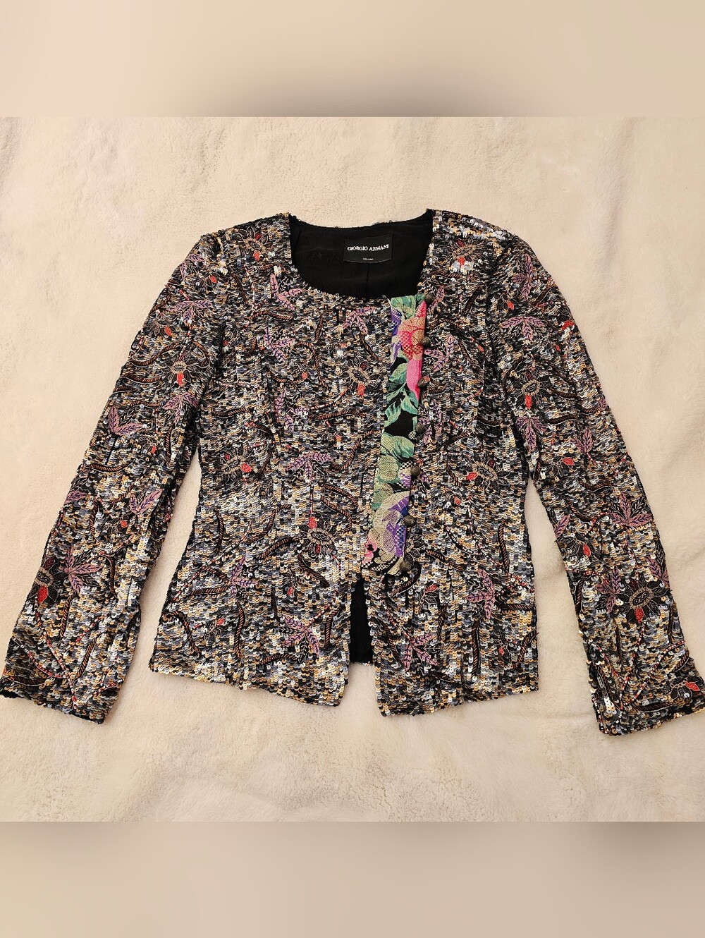 Rare Giorgio Armani Runway Sequin Beaded Blazer Size 42